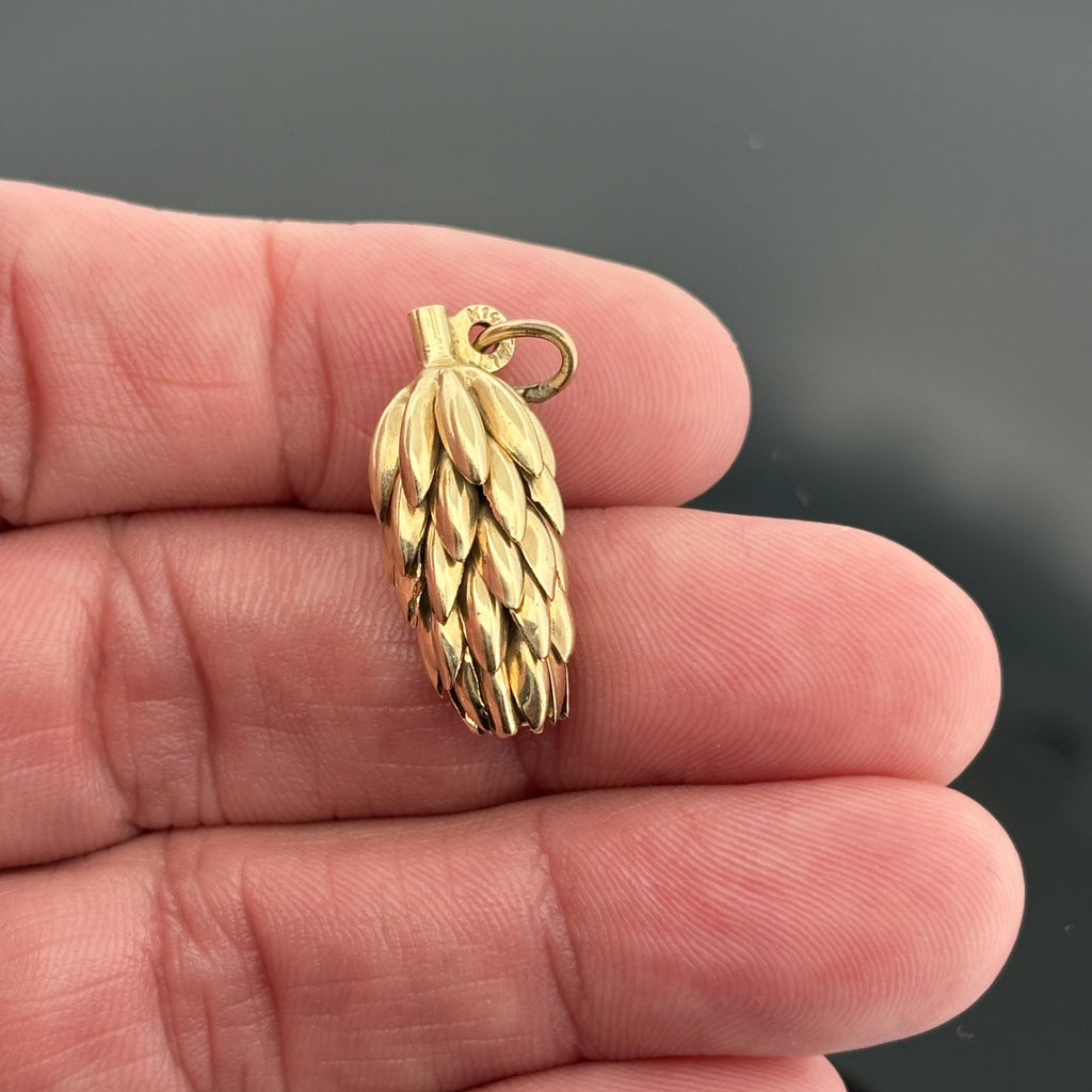 Vintage Italian 14K Yellow Gold Banana Bunch Charm Pendant, Late 1960's