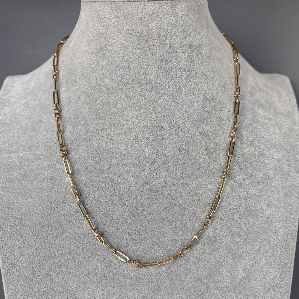 Paperclip and U-Link 14K Yellow Gold Chain Necklace, 20 Inch 3.5mm