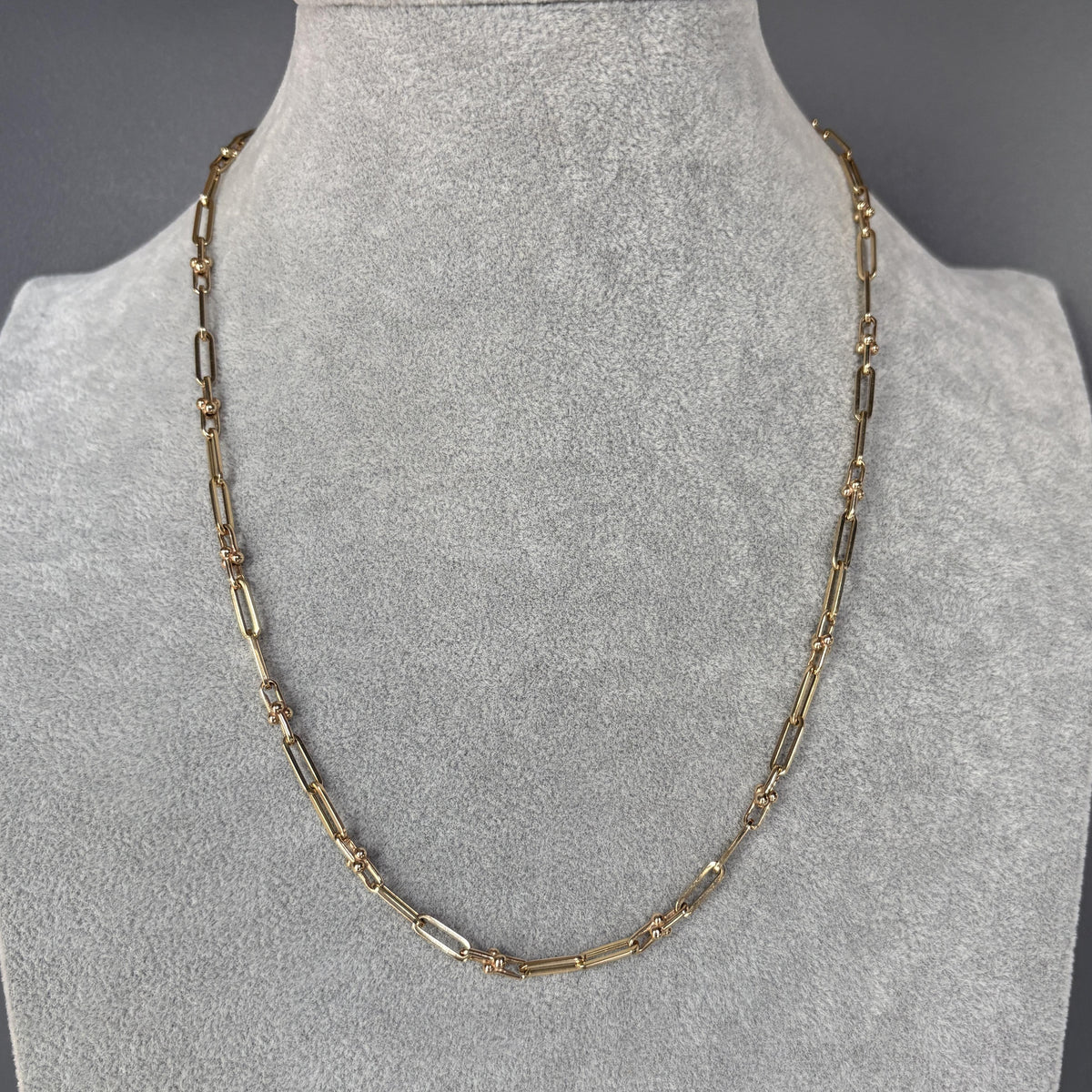 Paperclip and U-Link 14K Yellow Gold Chain Necklace, 20 Inch 3.5mm