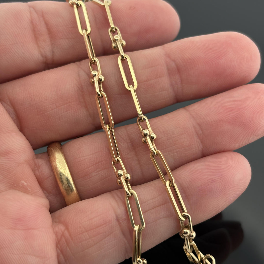 Paperclip and U-Link 14K Yellow Gold Chain Necklace, 20 Inch 3.5mm