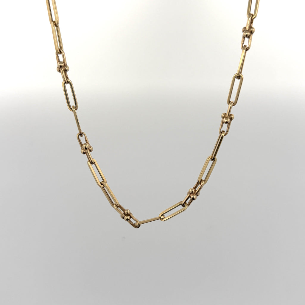 Paperclip and U-Link 14K Yellow Gold Chain Necklace, 20 Inch 3.5mm