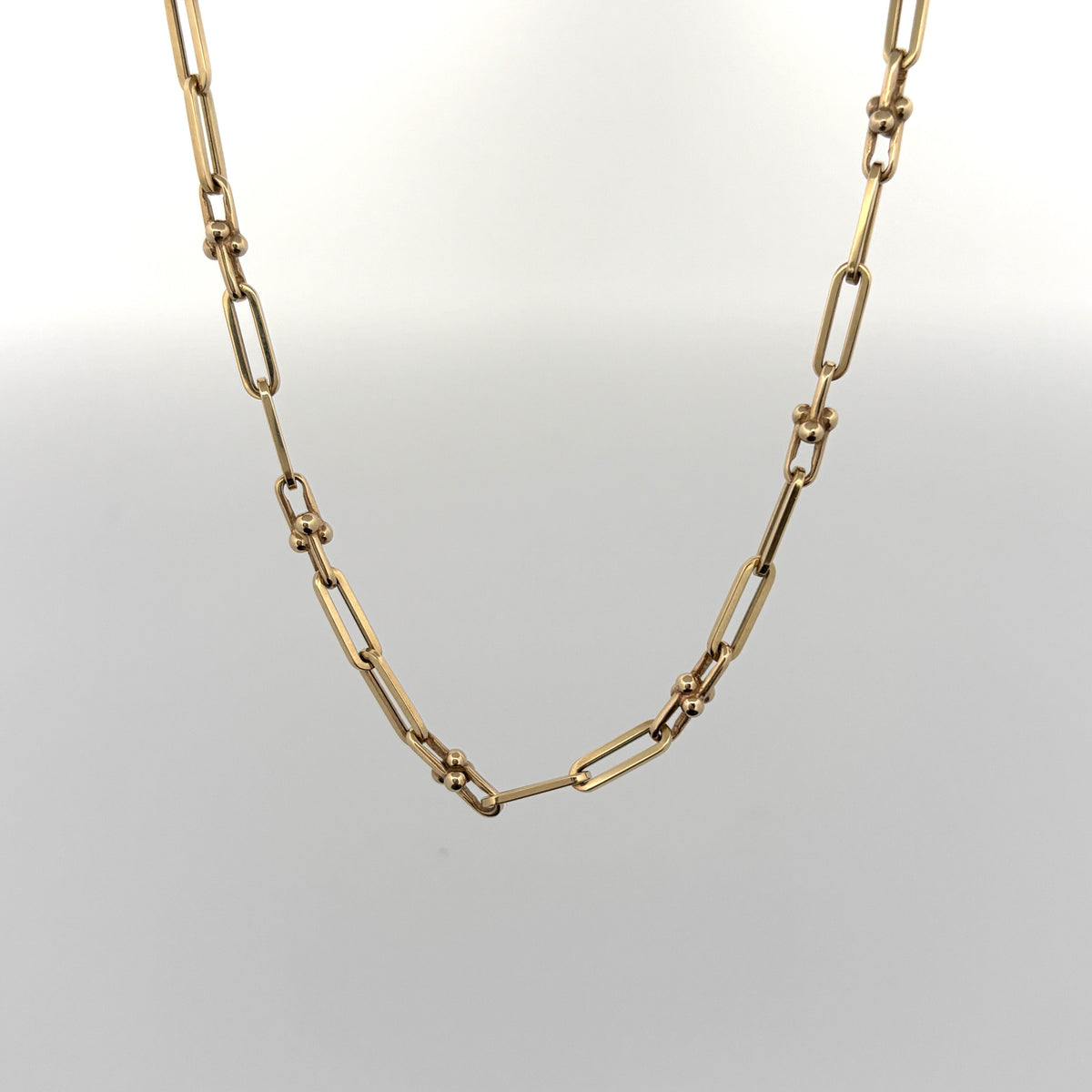 Paperclip and U-Link 14K Yellow Gold Chain Necklace, 20 Inch 3.5mm