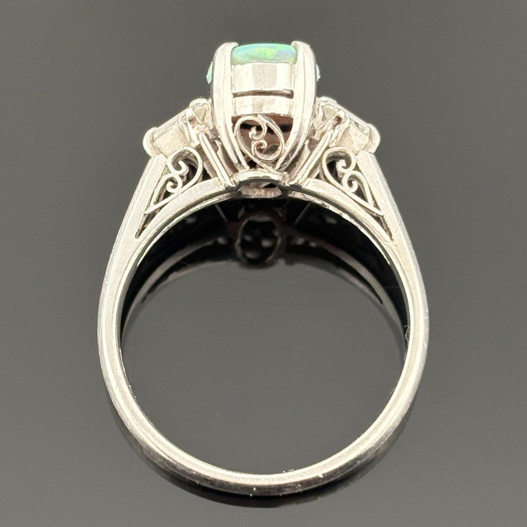 1.10ct Black Opal and 0.25ctw Diamond Platinum Ring