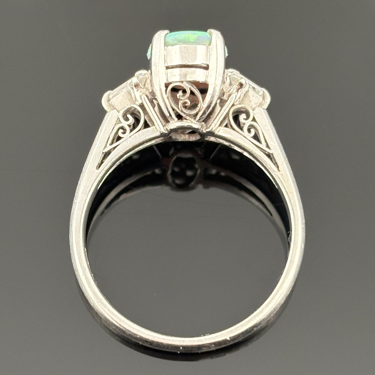 1.10ct Black Opal and 0.25ctw Diamond Platinum Ring