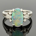 1.10ct Black Opal and 0.25ctw Diamond Platinum Ring