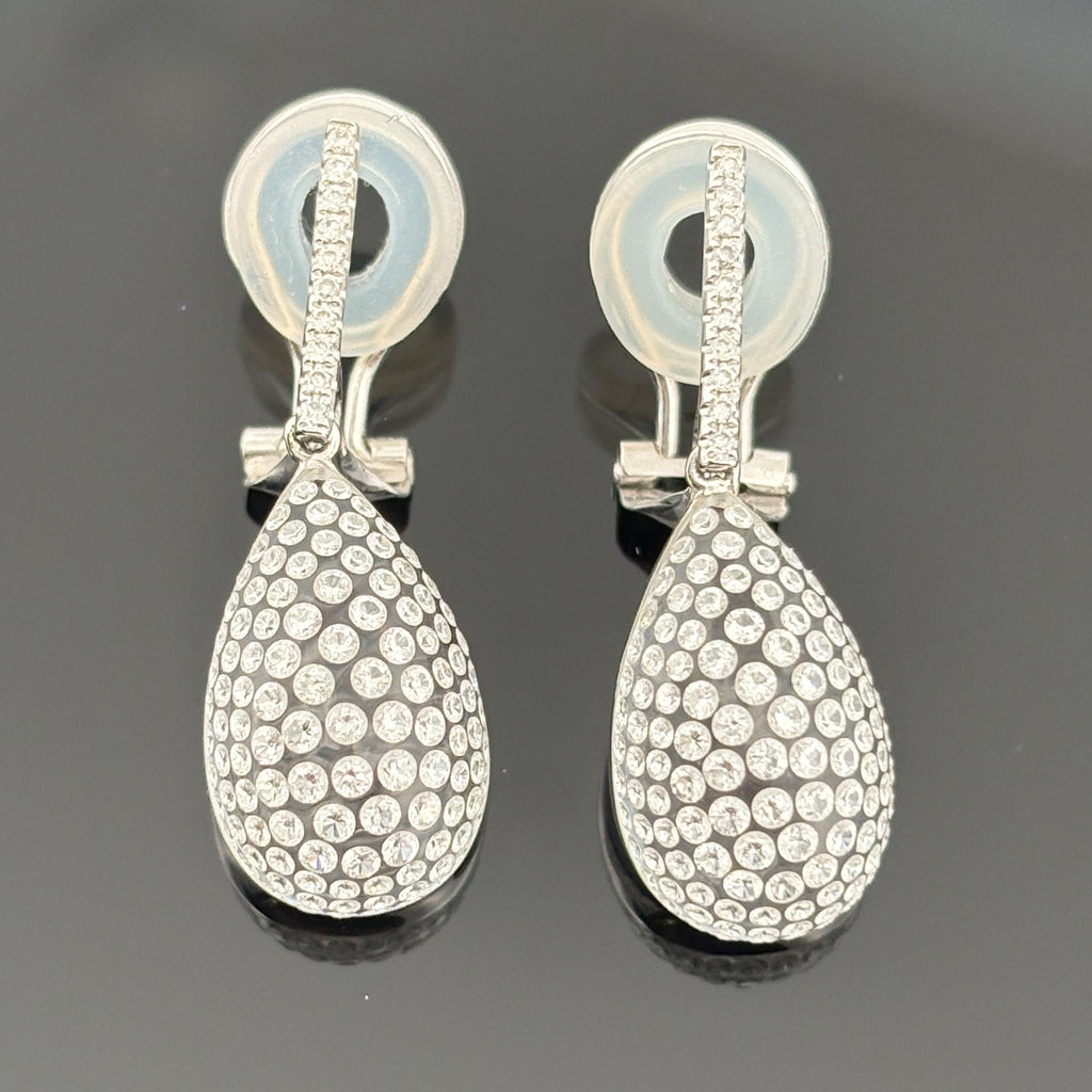 Diamond Drop Lucite Earrings 18k White Gold 1.45ctw