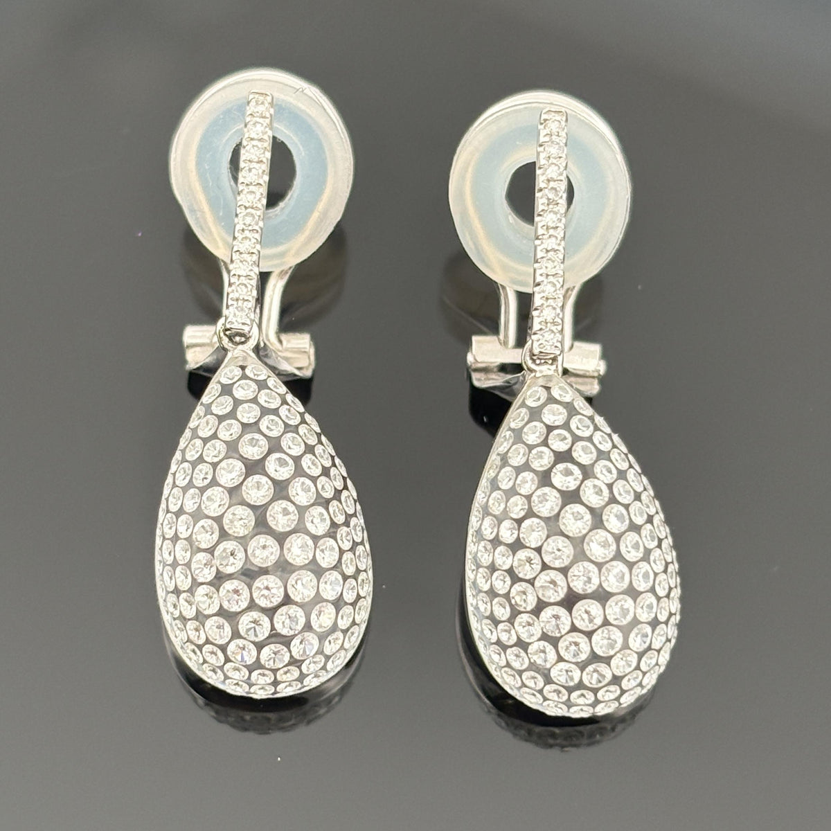 Diamond Drop Lucite Earrings 18k White Gold 1.45ctw