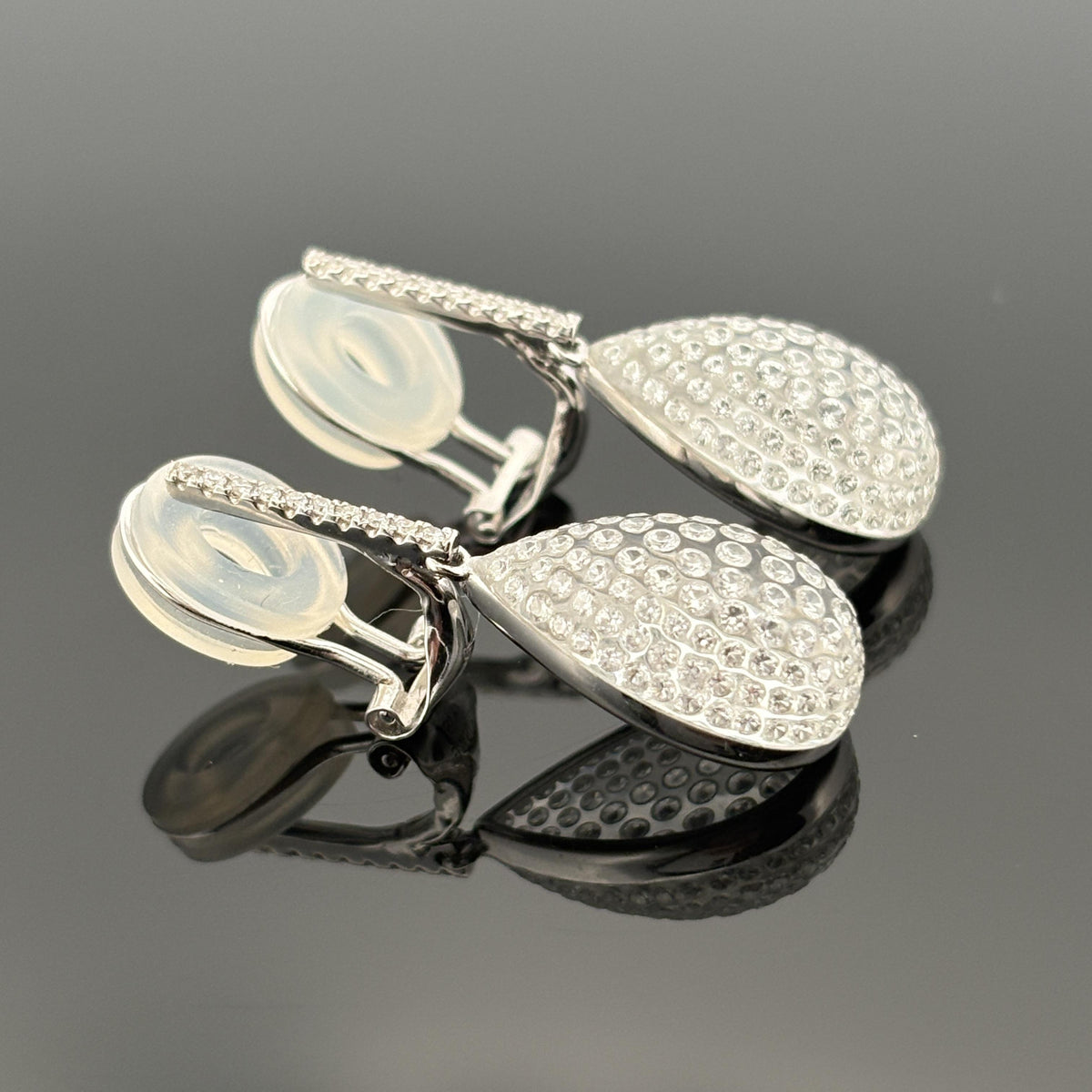 Diamond Drop Lucite Earrings 18k White Gold 1.45ctw