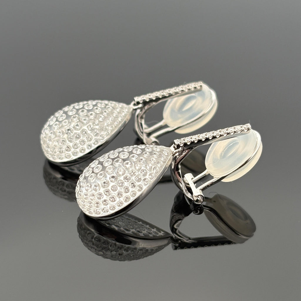 Diamond Drop Lucite Earrings 18k White Gold 1.45ctw