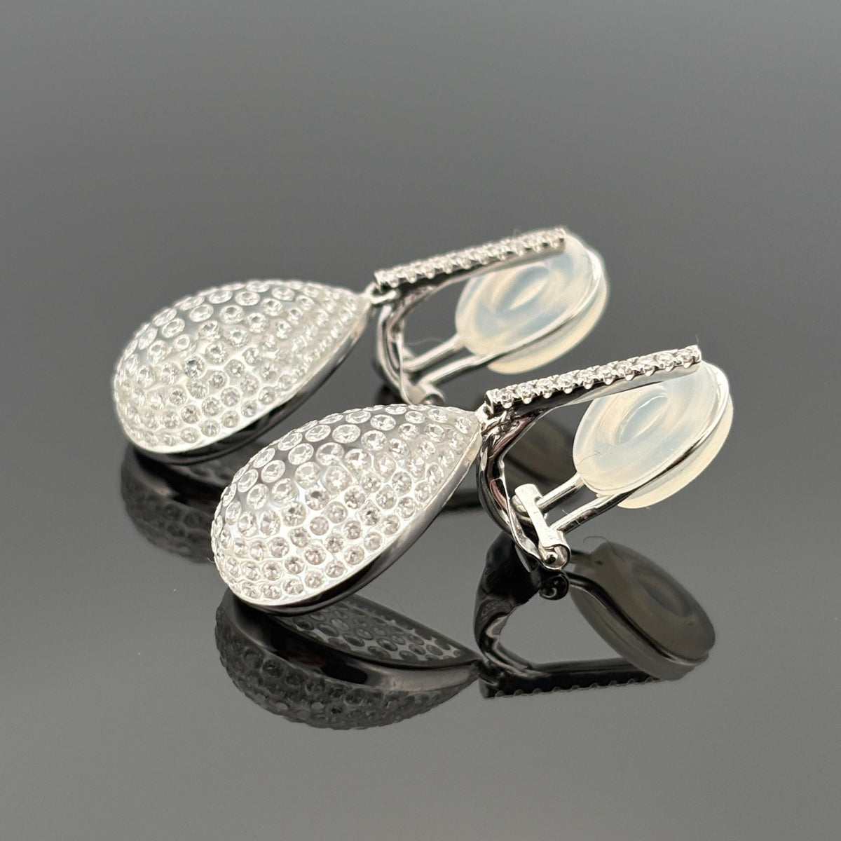 Diamond Drop Lucite Earrings 18k White Gold 1.45ctw