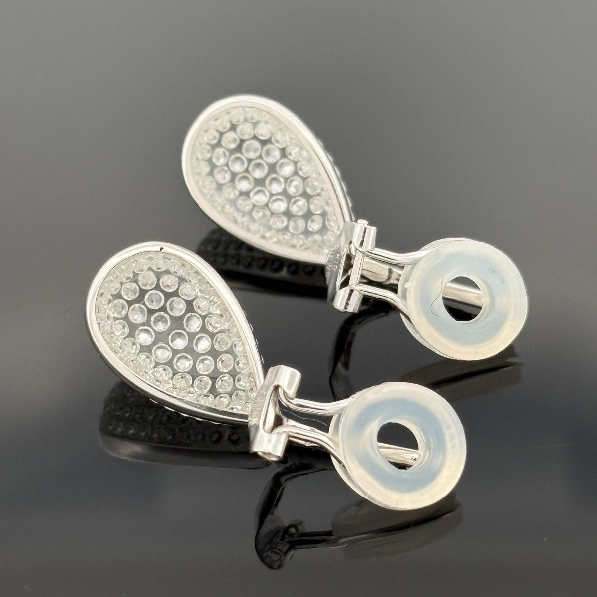 Diamond Drop Lucite Earrings 18k White Gold 1.45ctw
