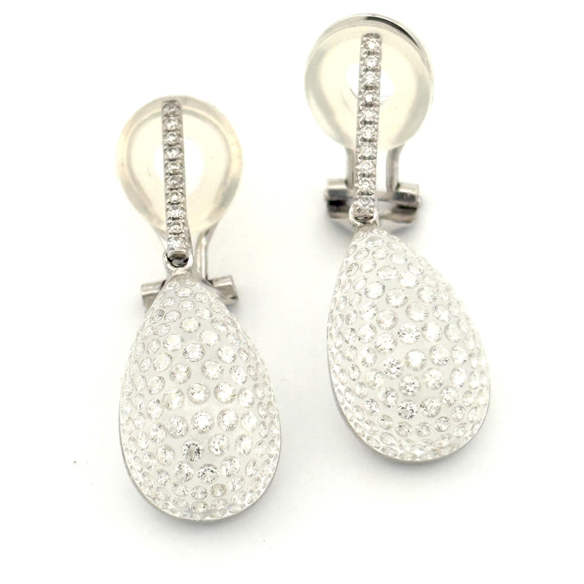 Diamond Drop Lucite Earrings 18k White Gold 1.45ctw