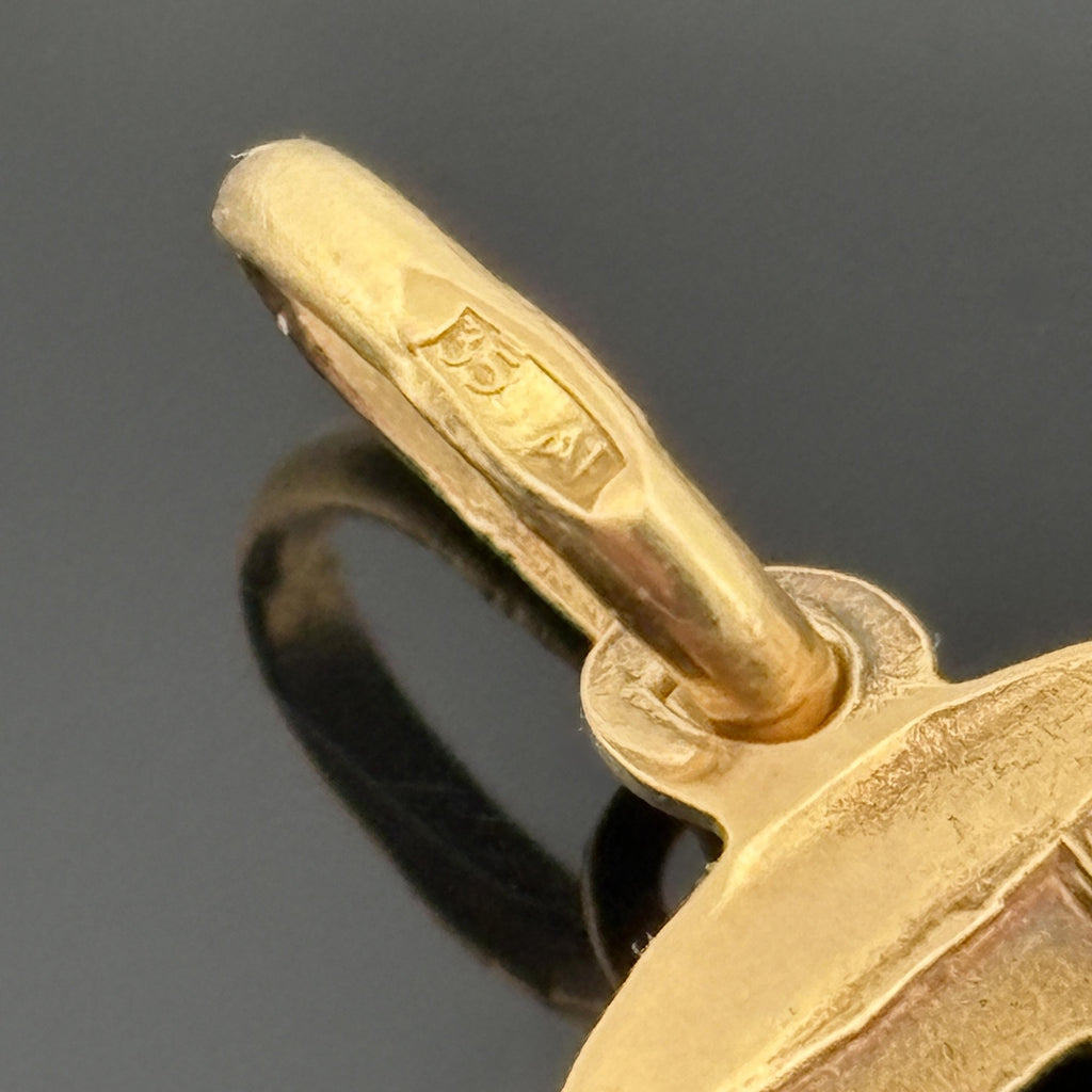 Vintage Italian 18K Yellow Gold Lucky 13 Openwork Pendant, Circa 1940