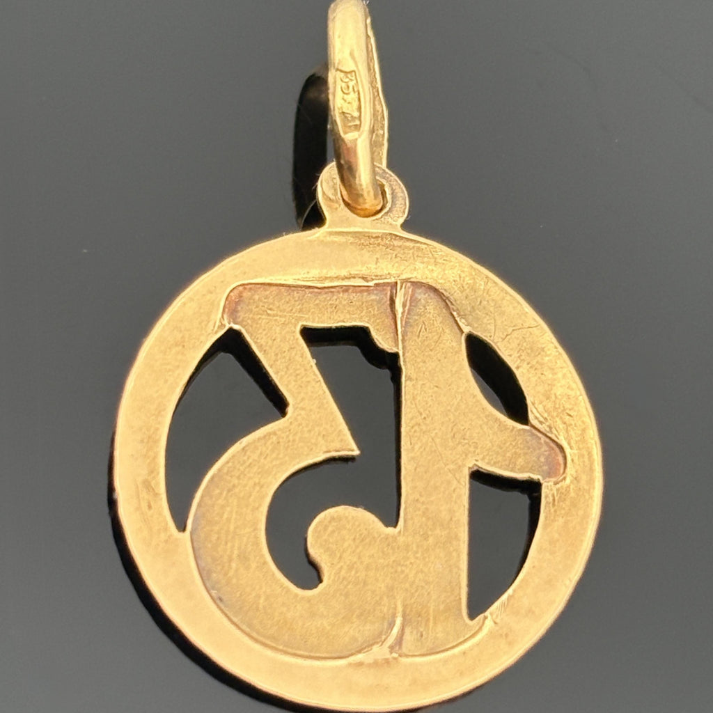 Vintage Italian 18K Yellow Gold Lucky 13 Openwork Pendant, Circa 1940