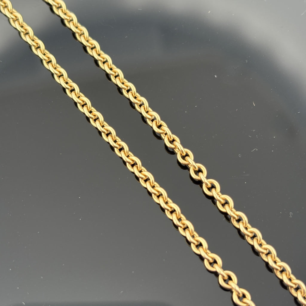 Vintage Tiffany & Co. 18K Yellow Gold Cable Link Chain Necklace, 24" 3mm 16.9g