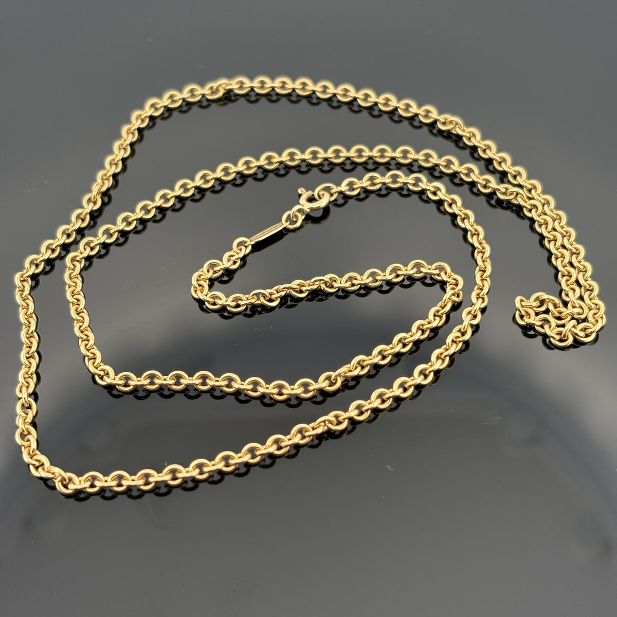 Vintage Tiffany & Co. 18K Yellow Gold Cable Link Chain Necklace, 24" 3mm 16.9g