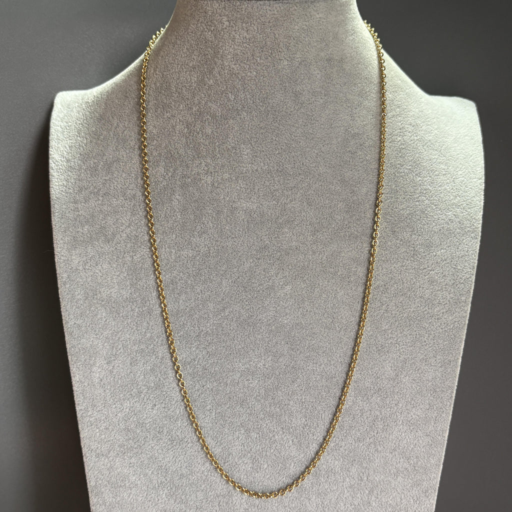 Vintage Tiffany & Co. 18K Yellow Gold Cable Link Chain Necklace, 24" 3mm 16.9g