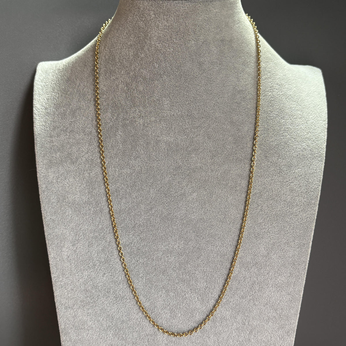 Vintage Tiffany & Co. 18K Yellow Gold Cable Link Chain Necklace, 24" 3mm 16.9g