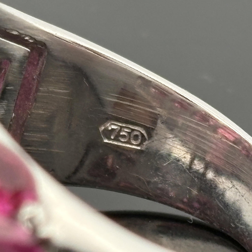 Sonia B. Pink Tourmaline, Pink Sapphire and Diamond 18K White Gold Bombé Ring