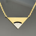 Vintage Italian Modernist 18K Gold and Diamond Triangle Pendant Necklace