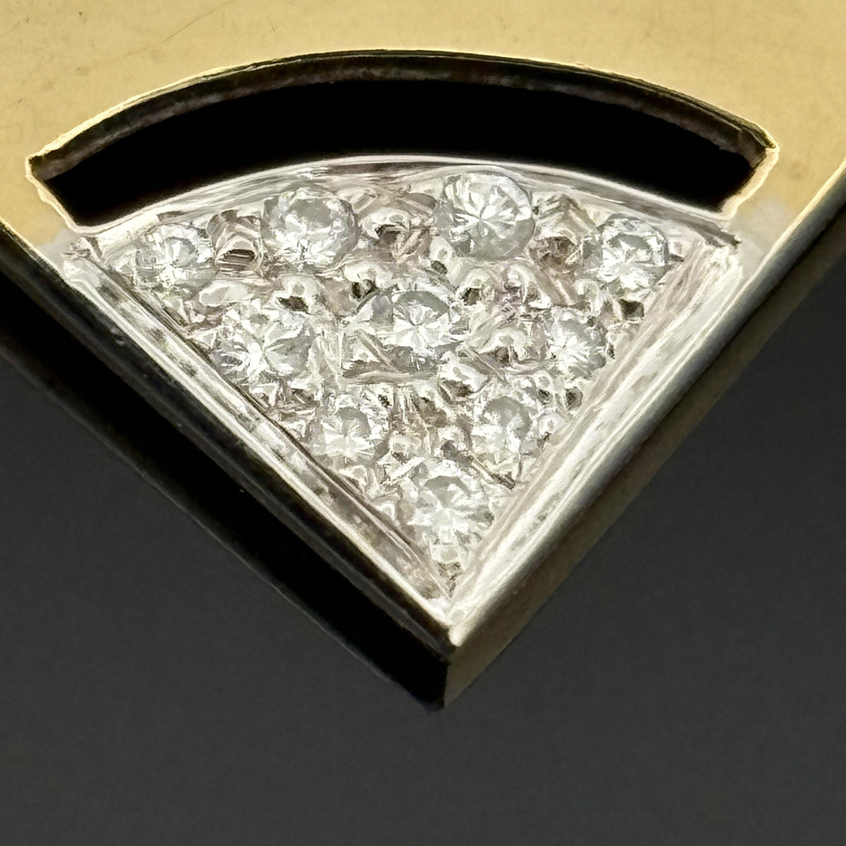 Vintage Italian Modernist 18K Gold and Diamond Triangle Pendant Necklace