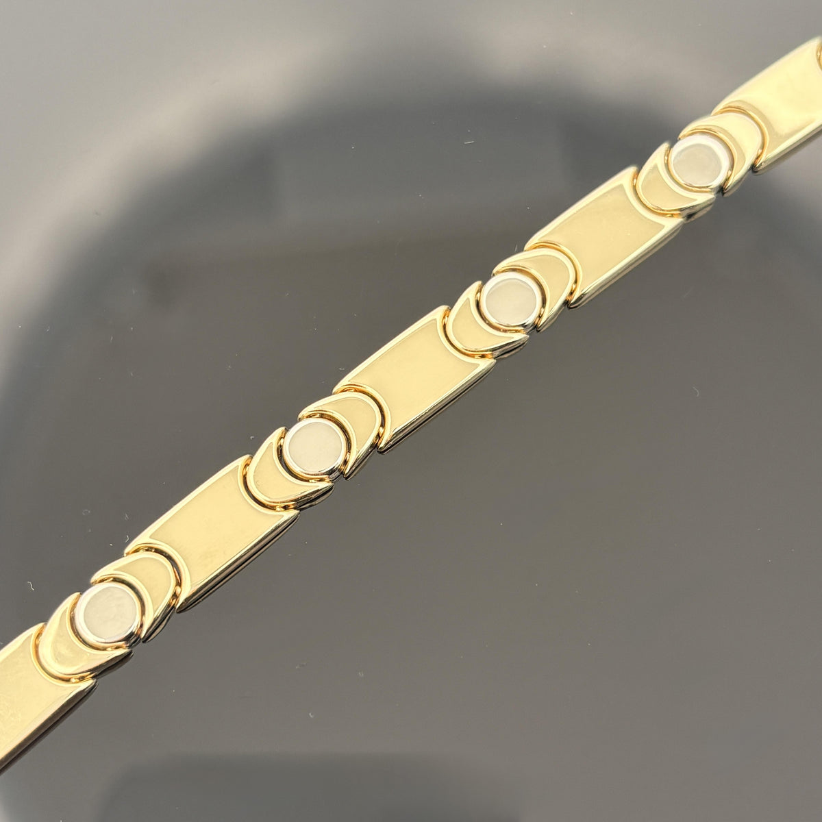 Vintage 14K Two-Tone Gold Screw Head Motif Reversible Link Bracelet