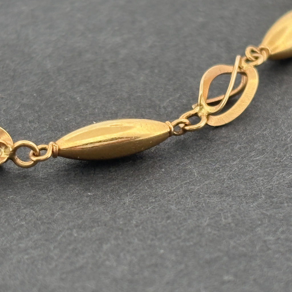 Portuguese 19K Yellow Gold Openwork Link Bracelet, Early 1980s