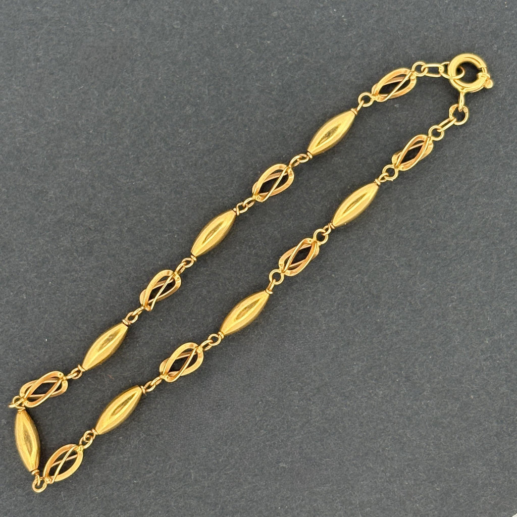 Portuguese 19K Yellow Gold Openwork Link Bracelet, Early 1980s