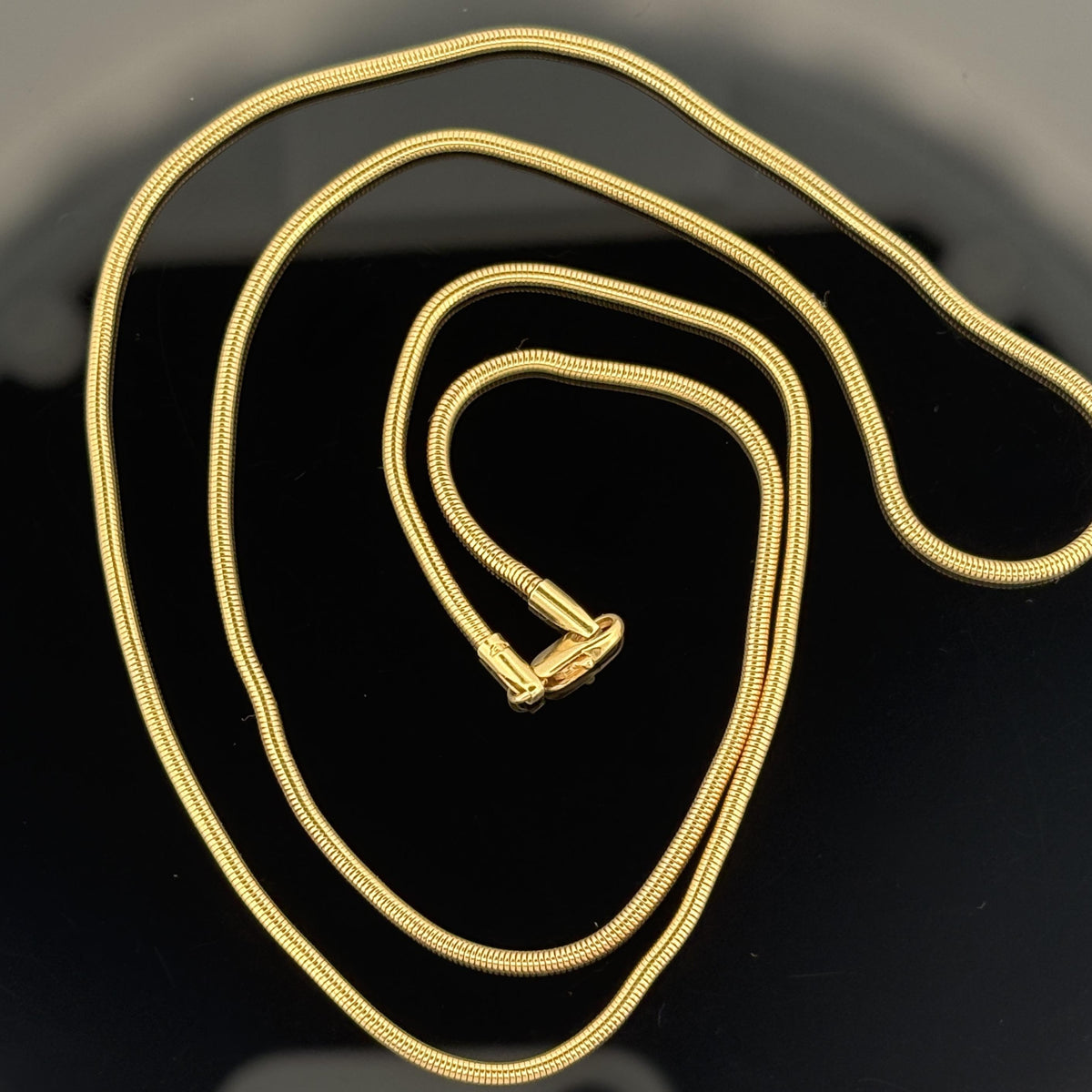 Vintage UnoAErre 18K Yellow Gold Snake Chain Necklace, 22", Italy Circa 1980