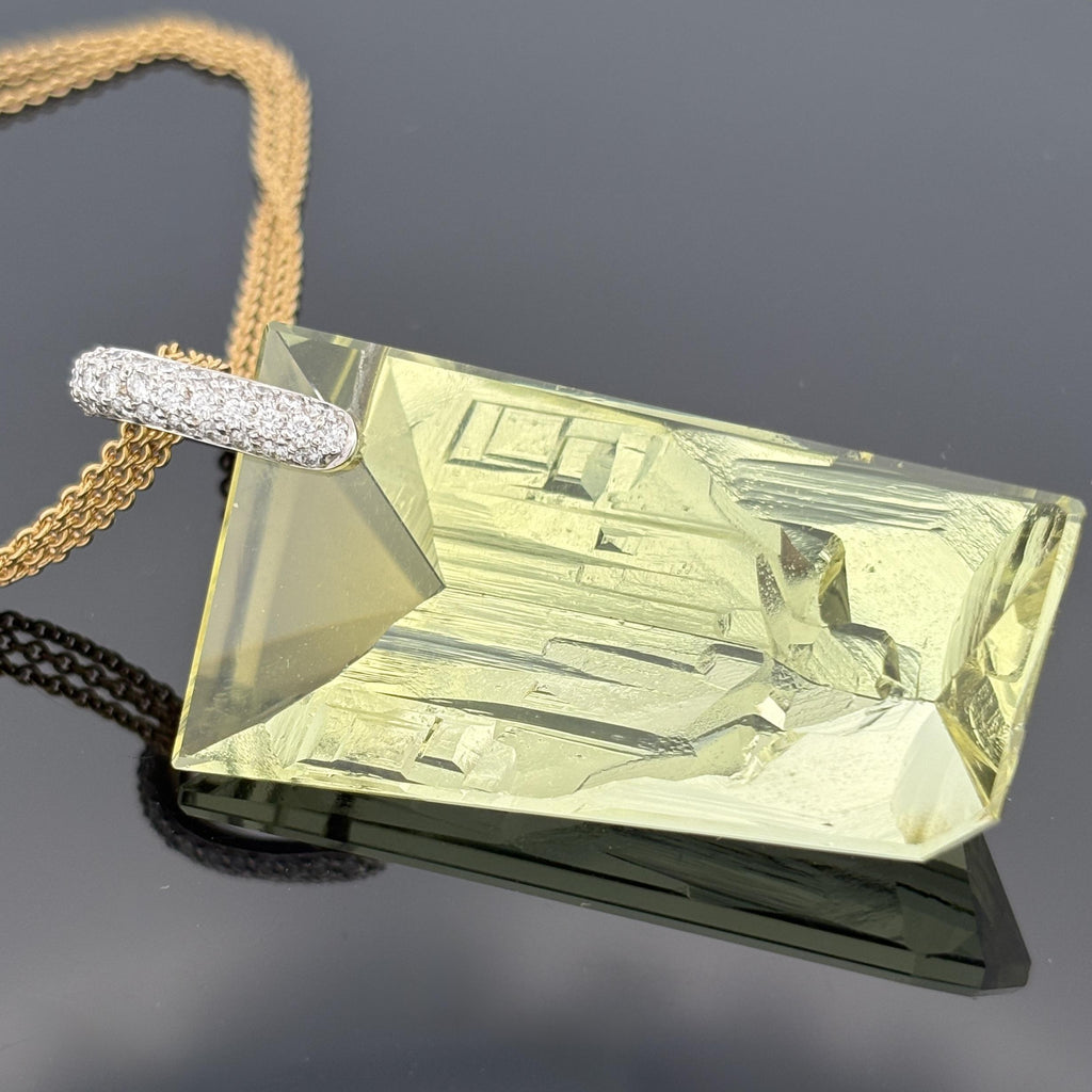 Samuel Getz 98.68ct Heliodor Necklace 18k Gold & Diamond