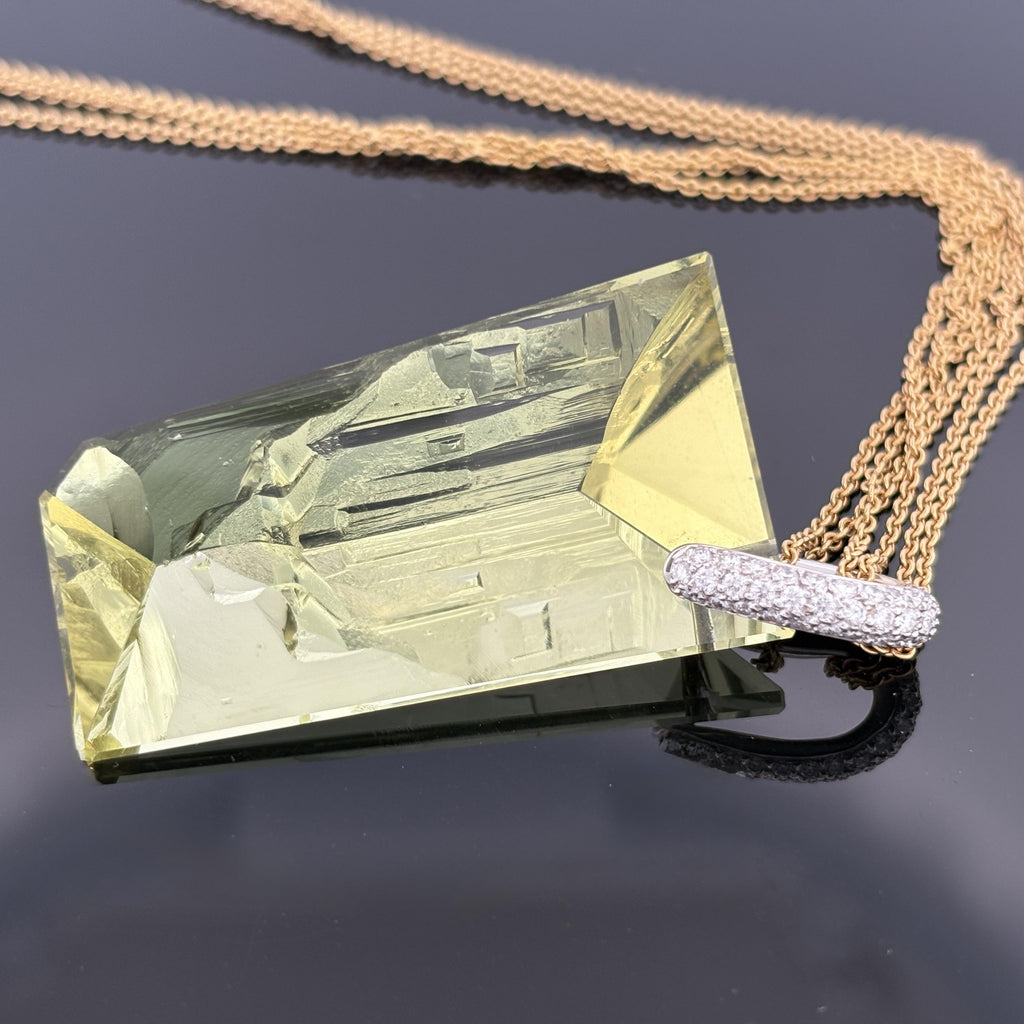 Samuel Getz 98.68ct Heliodor Necklace 18k Gold & Diamond