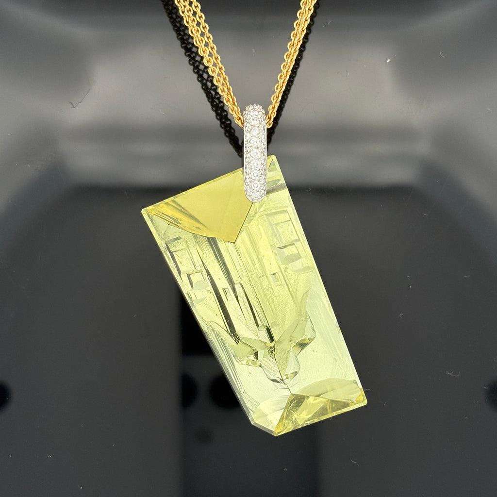 Samuel Getz 98.68ct Heliodor Necklace 18k Gold & Diamond