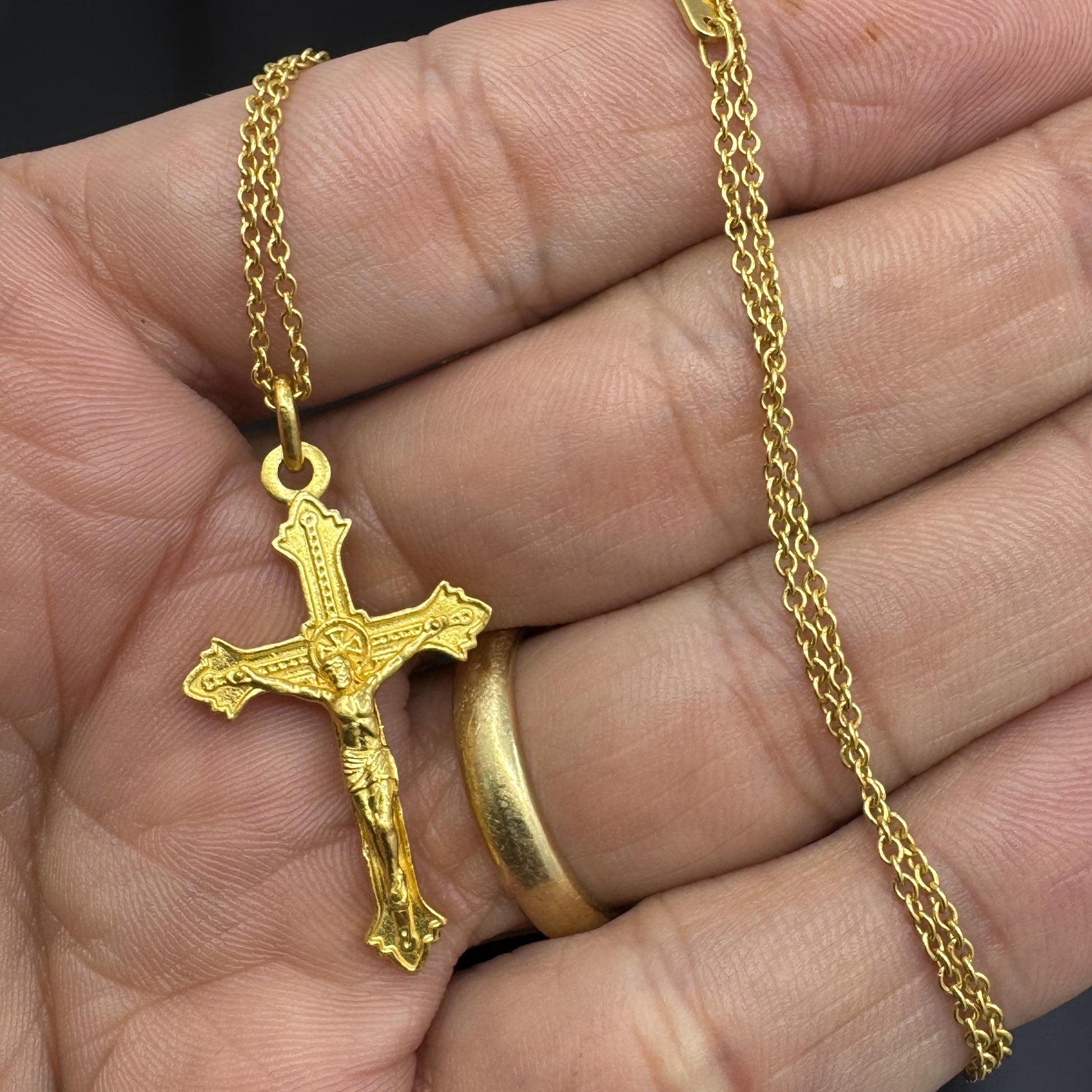 Solid 24k Gold Cross Necklace 10.2g