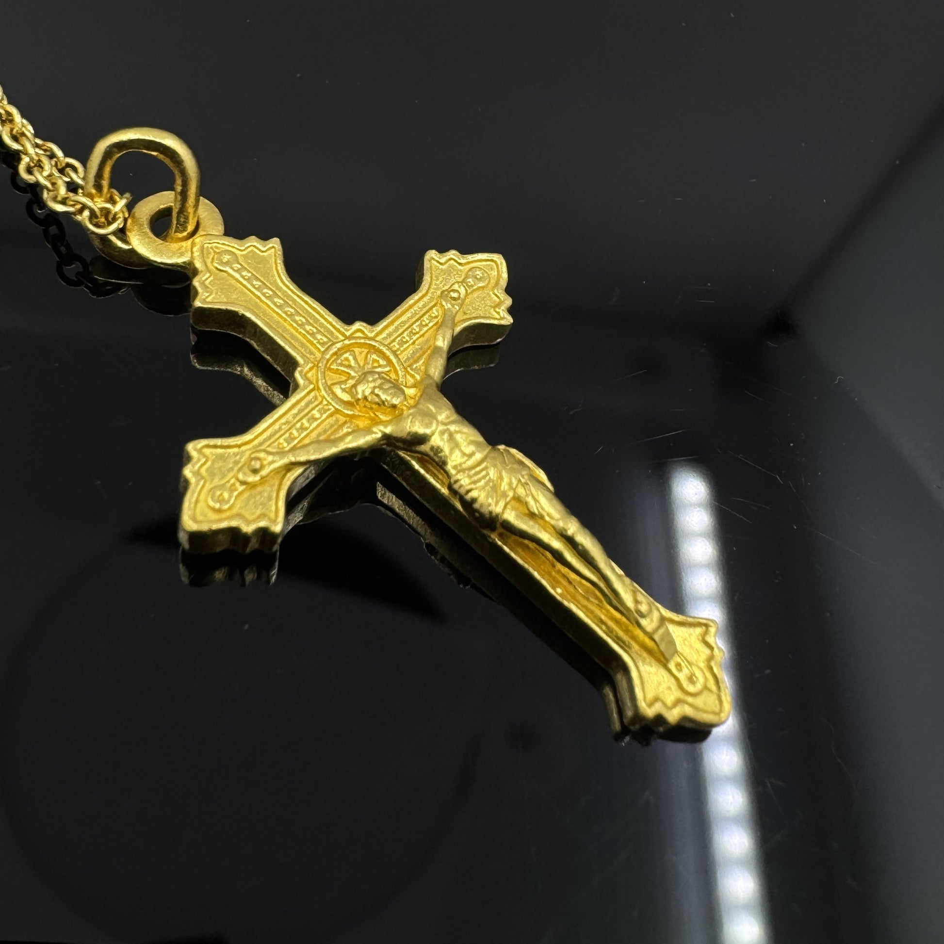 Solid 24k Gold Cross Necklace – Time Tide - Main Image
