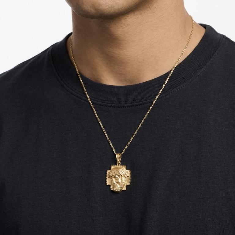 Vintage Brutalist 14K Gold Christ's Passion Cross Pendant, ca. 1970