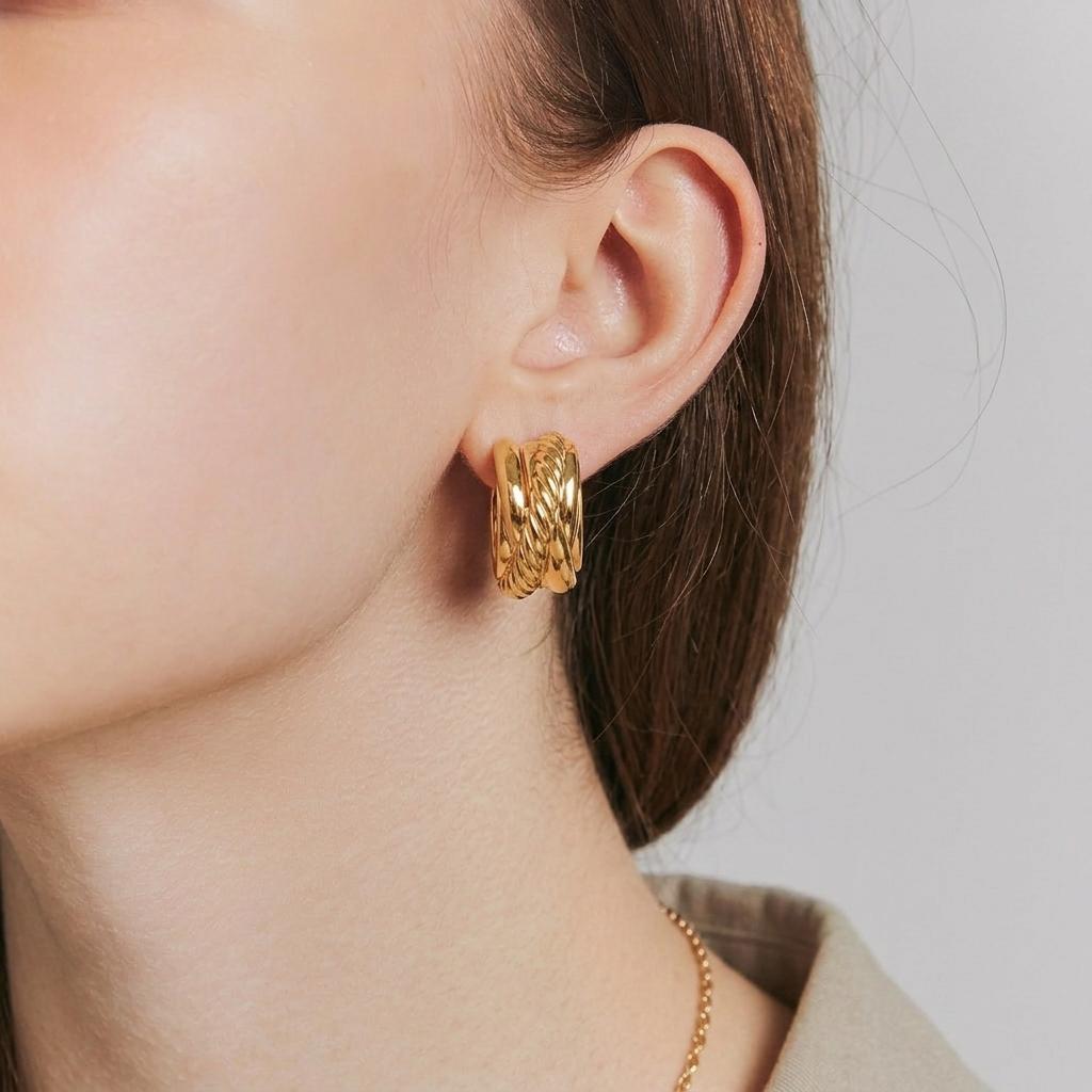 David Yurman 18K Yellow Gold Wide Cable Hoop Earrings