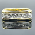 Vintage Modernist Square Shank 18k Gold Diamond Band Sz 5.25