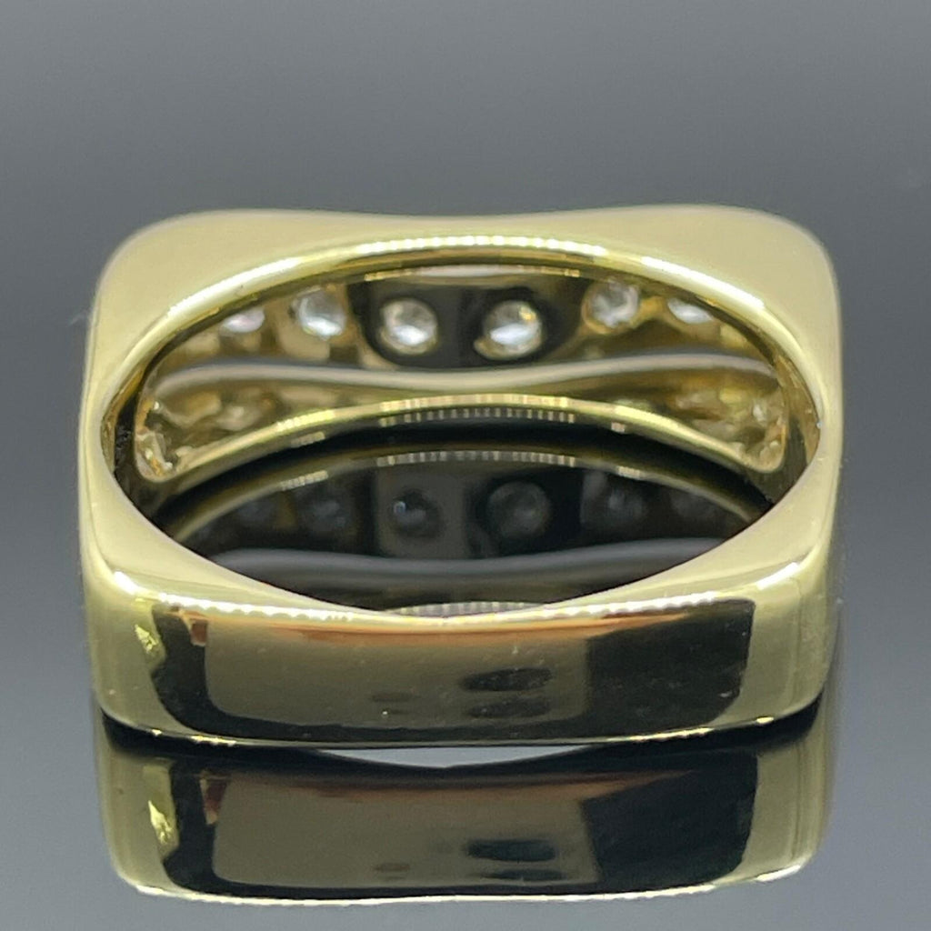 Vintage Modernist Square Shank 18k Gold Diamond Band Sz 5.25