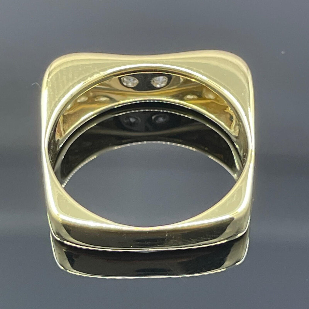 Vintage Modernist Square Shank 18k Gold Diamond Band Sz 5.25