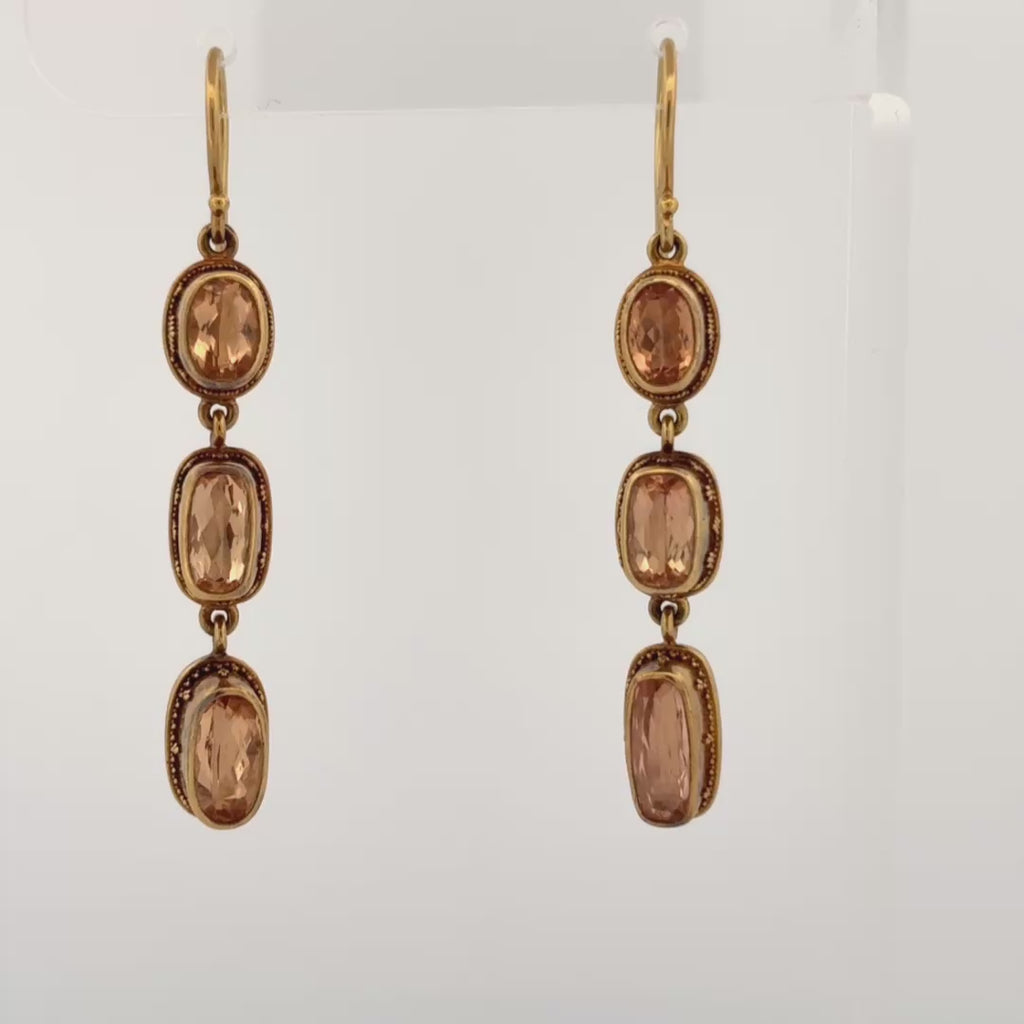 Luna Imperial Topaz 22k Dangle Drop Earrings 11ctw