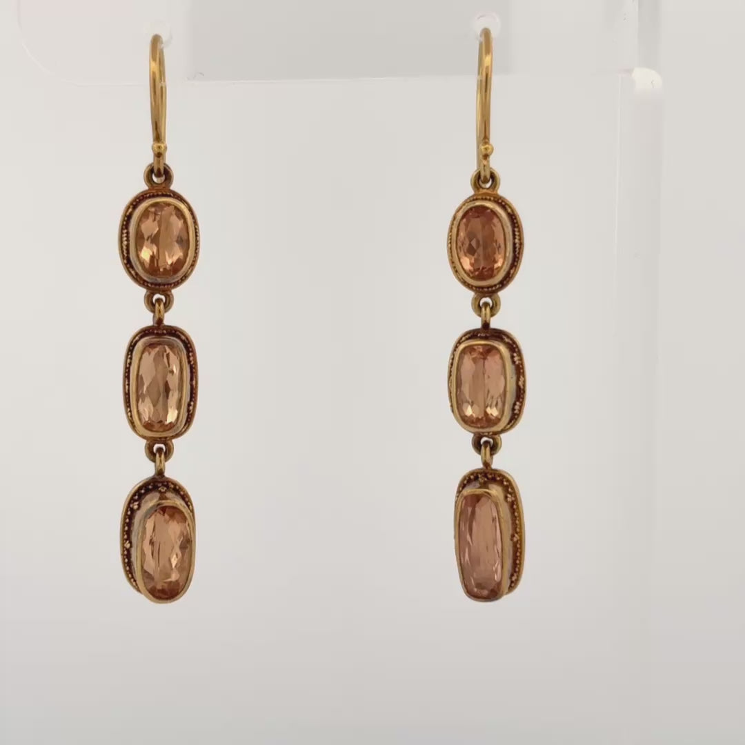 Luna Imperial Topaz 22k Dangle Drop Earrings 11ctw