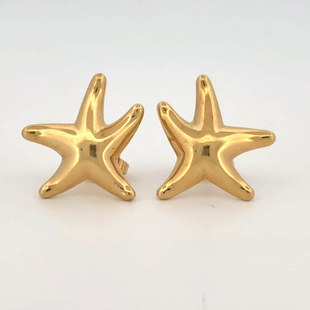 Tiffany & Co Else Peretti Starfish Stud Earrings 18k Yellow Gold