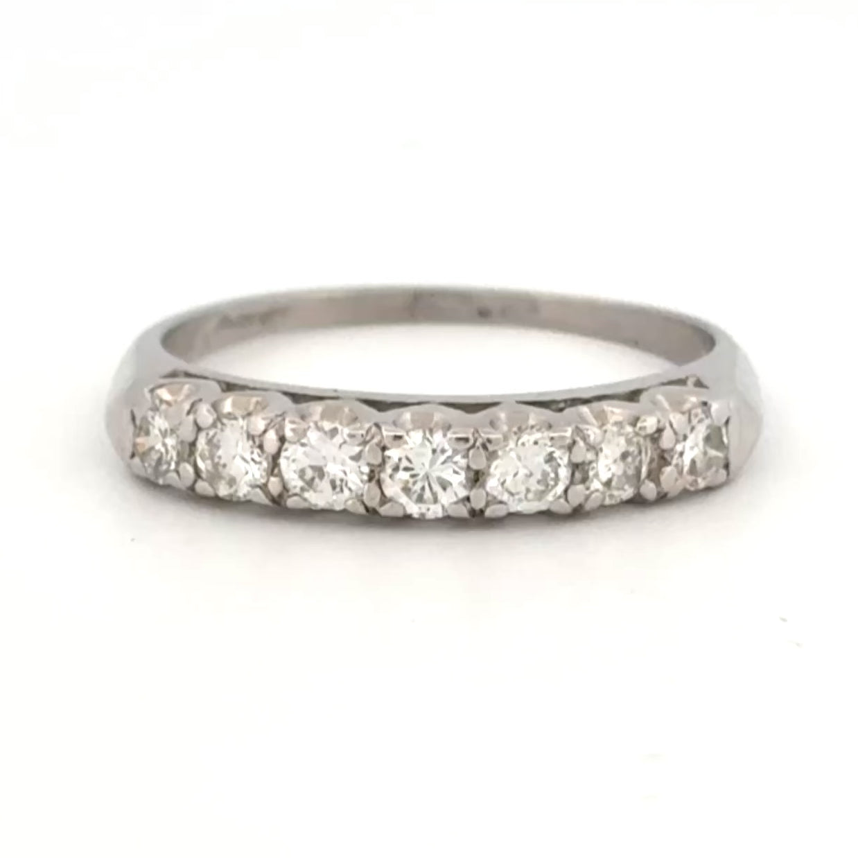 Vintage 1950s Mid-Century Platinum Diamond Band – Fishtail Set, 0.50ctw, Sz 7.25