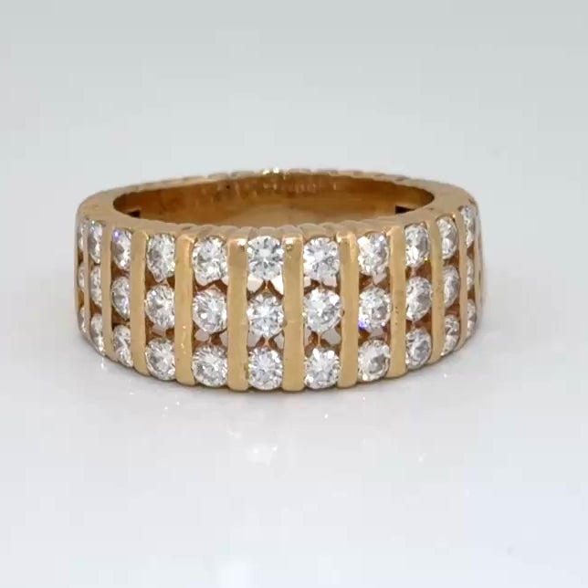 Vintage Hammerman Bros Ribbed Diamond Band, 1.30ctw 14k, ca 1980