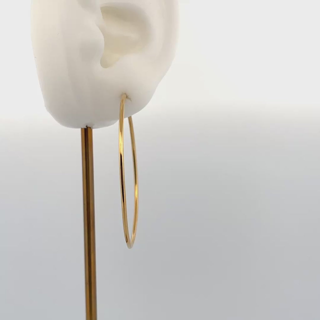 2" Seamless Large Gold Hoop Earrings 1.4mm 18k Yellow Gold