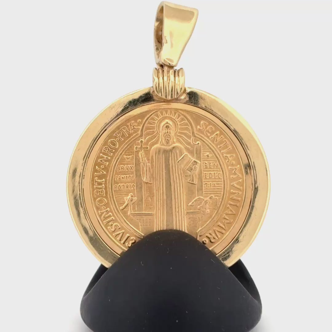 Large St. Benedict Medal 18k in 14k Frame - 30.5mm - Italy - 15.3g