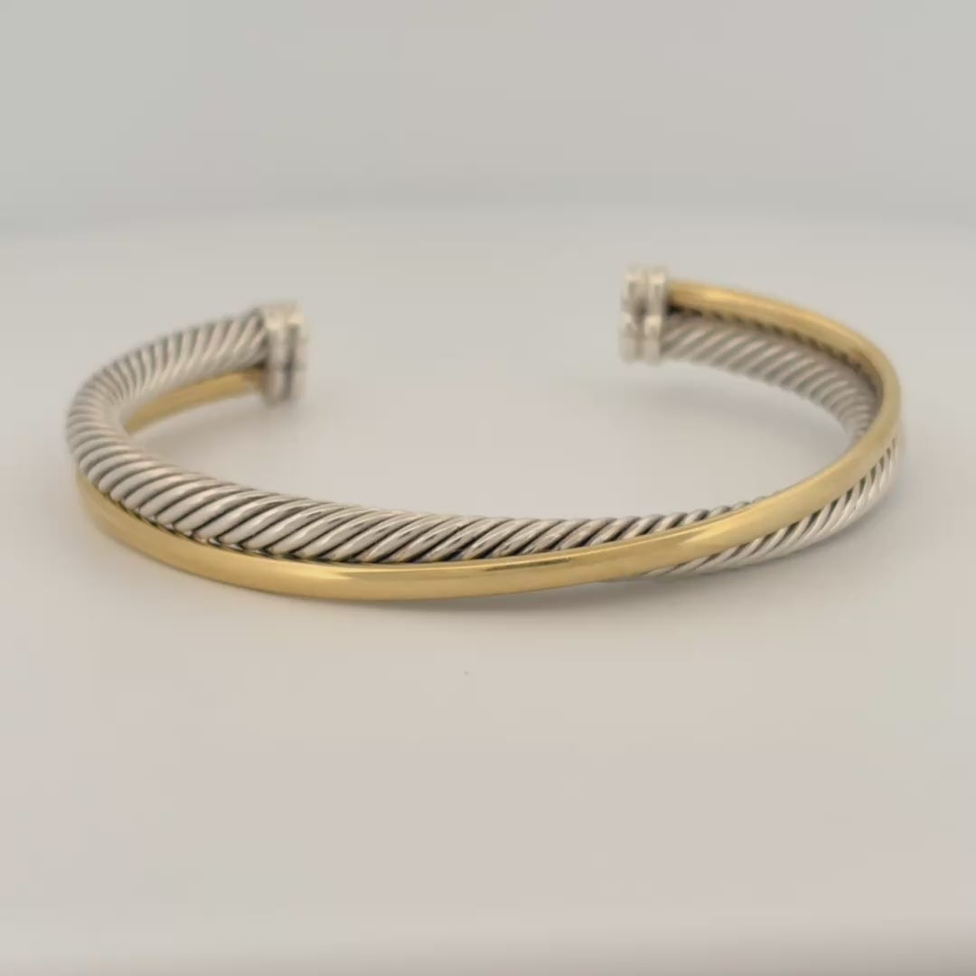 David Yurman Crossover Two Row Cuff Bracelet 5mm Large - $1750