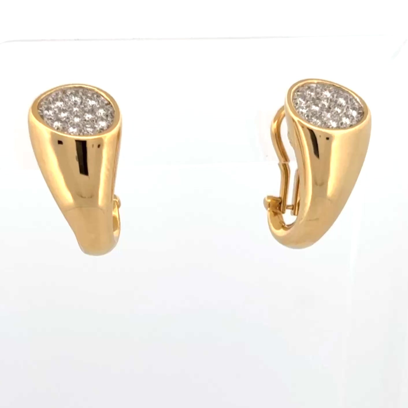 Pavé Diamond J Hoop Earrings 18k Yellow Gold, 0.68ctw F/VVS-VS Diamonds