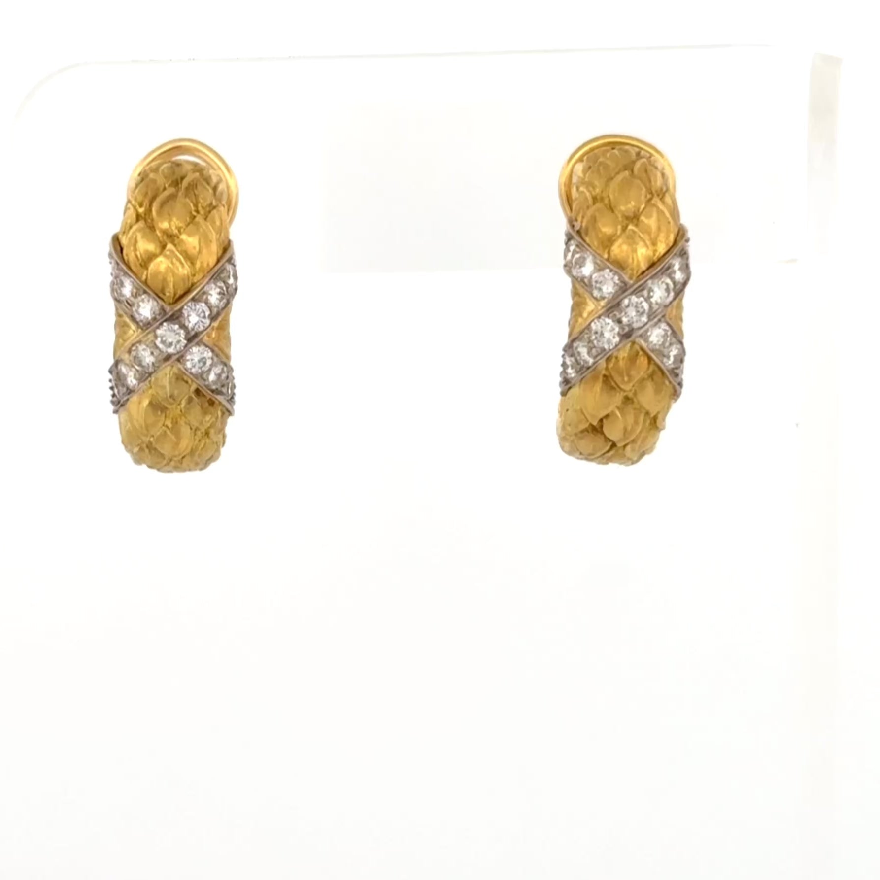 Seidengang Laurel Semi-Hoop Earrings 18k Gold & Diamond
