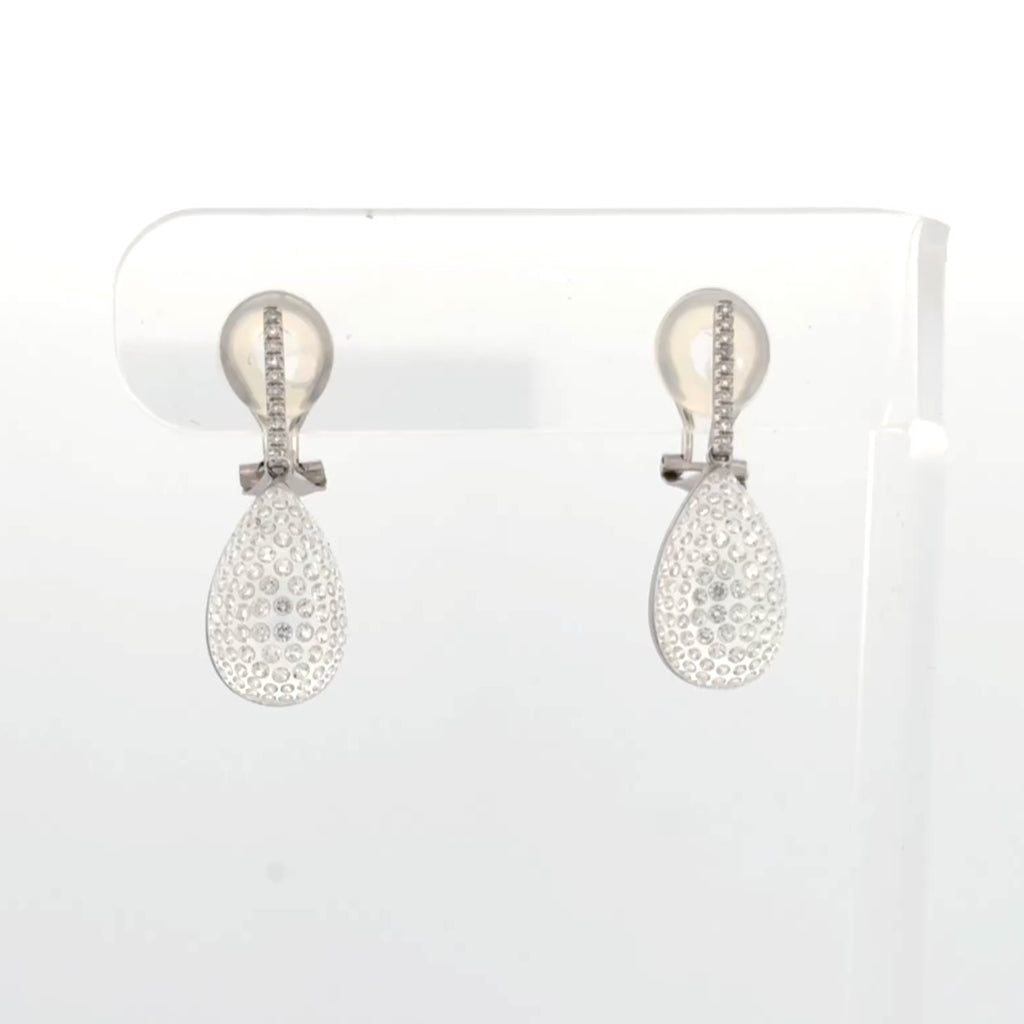 Diamond Drop Lucite Earrings 18k White Gold 1.45ctw